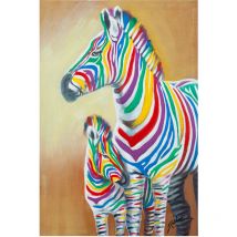 Cuadro óleo sobre la tela pintado a la mano zebre