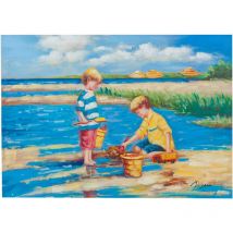 Cuadro sobre lienzo pintado a mano bambini in spiaggia