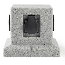 Harms - Distributeur extérieur 4 Plug Cube Dés Stone Optique Jardin Terrasses Alimentation Gris