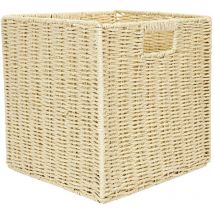 Cube de rangement tressé décoratif natural braid 30x30x30 cm beige