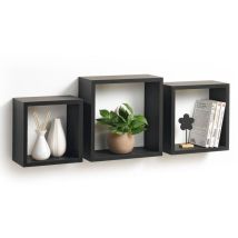 Codico - Set De 3 Étagères Gigognes Carré En Bois - Noir - L 30/26,5/23 Cm - Livraison Gratuite