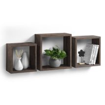 Homea - Set De 3 Étagères Gigognes Carré En Bois - Marron - L 30/26,5/23 Cm - Livraison Gratuite