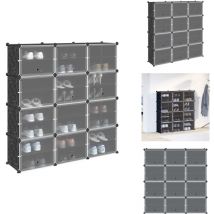 Vidaxl - Cubes de rangement 12 pcs avec portes noir pp - Organisateur De Cubes De Rangement - Organisateur De Cubes De Rangement - Cube De Rangement