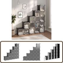 Cubes de rangement 15 pcs avec portes Noir pp - Cube De Rangement - Étagère De Rangement - Meuble Rangement - Rangement Intérieur - Rangements