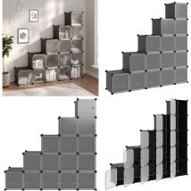 Cubes de rangement 15 pcs avec portes Noir pp - Cube De Rangement - Étagère De Rangement - Meuble Rangement - Rangement Intérieur - Rangements