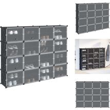 Vidaxl - Cubes de rangement 16 pcs avec portes noir pp - Organisateur De Cubes De Rangement - Organisateur De Cubes De Rangement - Cube De Rangement