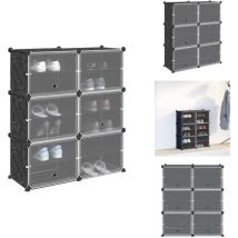 Vidaxl - Cubes de rangement 6 pcs avec portes noir pp - Organisateur De Cubes De Rangement - Organisateur De Cubes De Rangement - Cube De Rangement