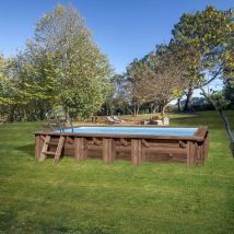 GRE - piscina rectangular de madera sumbay 618 x 320 x 130 mango