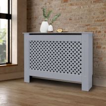 Ml-design - ecd Germany Cubierta del Radiador 112x19x82cm mdf Gris Lacado Revestimiento Protector Moderno de Calefacción Patrón de Panal Superficie