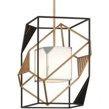 Cubist 1 Light Pendant Bronze Gold Leaf And Stainless, Acrylic