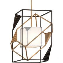 Hudson Valley Lighting - Cubist 1 Luz Colgante Bronce Pan De Oro y Acero Inoxidable, Acrílico