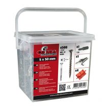 So Garden - Cubo de 500 tornillos, 1 broca, 1 broca y 4 espaciadores, L.0.14 x W.0.12 m