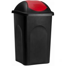 Stefanplast Cubo de basura de 60L con tapa extraíble Basurero de Plástico 68x41x41cm Negro/Rojo