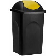 Deuba - Stefanplast Cubo de basura de 60L con tapa extraíble Basurero de Plástico 68x41x41cm Negro / amarillo