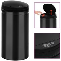 Homemiyn - Cubo de basura con sensor automático 50L acero al carbono negro