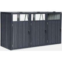 Sweeek - Cubo de basura de acero galvanizado gris, Escaut, Gris, 219x82x124 cm