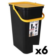 Cubo de basura para reciclaje tontarelli moda amarillo negro 24 l (6 unidades)
