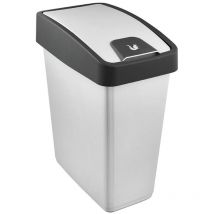 Keeeper - Cubo de la Basura Premium con Tapa Abatible, Tacto suave, 25 l, Magne, Plateado - Plata