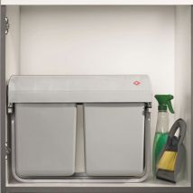 Eyckhaus - Cubo de reciclaje con ruedas rectangular gris 2x15 l