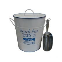 Cubo hielo metal peces bco - 24X22X23CM
