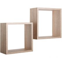 Mensola cubo 2 pz scaffale parete rovere sagerau salotto camera soggiorno moderno Q-bis