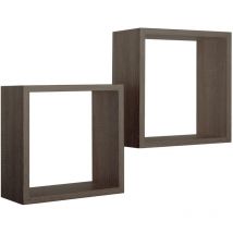 Modularredo - Mensola cubo 2 pz scaffale parete noce salotto camera soggiorno moderno Q-bis