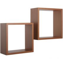 Modularredo - Mensola cubo 2 pz scaffale parete ciliegio salotto camera soggiorno moderno Q-bis