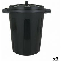 DEM - Cubo para la basura 100 l negro 64 x 54 x 68 cm (3 unidades)