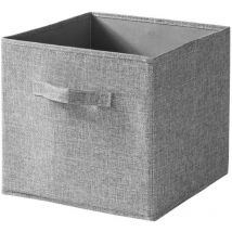 Cubo pieghevole in tessuto effetto lino grigio - H27 cm