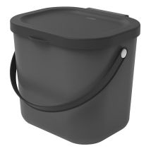 Qfplus - Rotho Albula Bio-basura 6l con tapa para la cocina., Plástico (pp) sin bpa, antracita, 6l (23.5 x 20.0 x 20.8 cm)