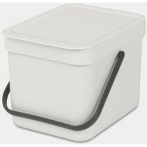 Brabantia - Cubo de Basura Sort & Go 6L - Pequeña Papelera de Reciclaje - Tapa en Posición Abierta - Encimera o Debajo de la Cocina - Bandeja para