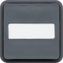 Poussoir à fermeture lumineux rouge étanche Cubyko associable avec porte-étiquette - Gris - WNA025 Hager
