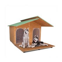 Cuccia In Legno Per Cani da Esterno "Rinforzata" 2 TENDINE OMAGGIO mod. Extra Large con Pensilina e Davanzale MADE IN ITALY C - Mod. XXXL “Gigante”