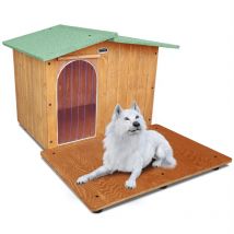 Cuccia in Legno per Cani da Esterno "Rinforzata" Tendina OMAGGIO mod. Oasi con Davanzale MADE IN ITALY D - Pastore 102x129x80 Tendina OMAGGIO