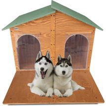 Cuccia In Legno Per Cani da Esterno 'Rinforzata' Tendina omaggio mod. Extra Large con Davanzale made in italy c - Mod. xxxl "Gigante" Con Doppio
