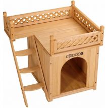 Cuccia per gatti con balcone casetta cuccetta letto per animali domestici 2 piani legno - Cadoca