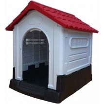 Cuccia per Cani Media/Piccola Taglia, Casetta in Resina, con Tetto a Spiovente e Base Isolante, Ideale per Esterno e per la Casa, Facile da Montare