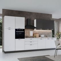 Veriaffari.it - Cucina 360 cm con elettrodomestici Iris colore bianco lucido e pensili grafite