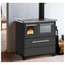 Palazzetti Cucina A Legna Royal New Betty 3.5 Acciaio Smaltato Potenza 6.5 W Forno Inox Piano Cottura Inox Colore Nero