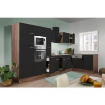 Cucina angolare cucina York rovere nero Oliver 370 x 172 cm Respekta