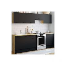 Idmarket - Cucina completa 240 cm subtil con piano di lavoro a 7 elementi in legno e nero