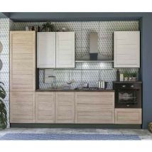 Stilprojectstore-casa E Ufficio - Cucina a composizione fissa lineare, canapa bianco con elettrodomestici l. 300x240 - Manila