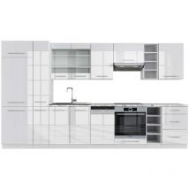 Vicco - Cucina componibile Fame-Line, Bianco lucido/bianco, 355 cm , pl Marmo