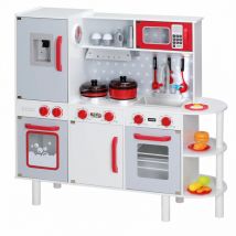 Spielwerk - Cucina giocattolo Junior Chef cucina per bambini con microonde forno e piastra con suoni e luci 38 pz. accessori cucina in legno