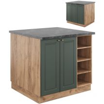 Vicco - Isola cucina Fame-Line, Quercia verde-oro Country/oro Power, 90 cm senza piano di lavoro