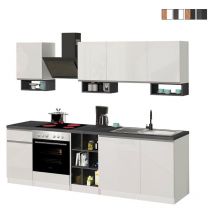 Cucina lineare completa 256cm design moderno componibile Domina Colore: Bianco - Grigio