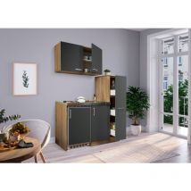Cucina Minicucina Cucina singola Cucinino Dispensa Rovere Grigio Levin 130 cm Respecta