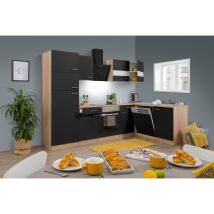 Cucina Modulo cucina blocco vuoto cucina ad angolo rovere nero merle 280x172 cm Respecta