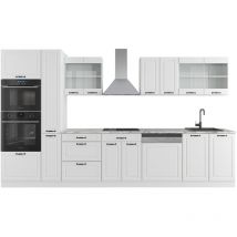 Vicco - Mobile da cucina R-Line, Casa di campagna bianca/bianco, 350 cm con armadio alto, senza piano di lavoro