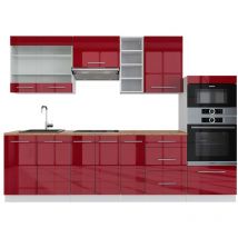 Cucina componibile Fame-Line, Bordeaux lucido/bianco, 280 cm , PL Rovere, Vicco